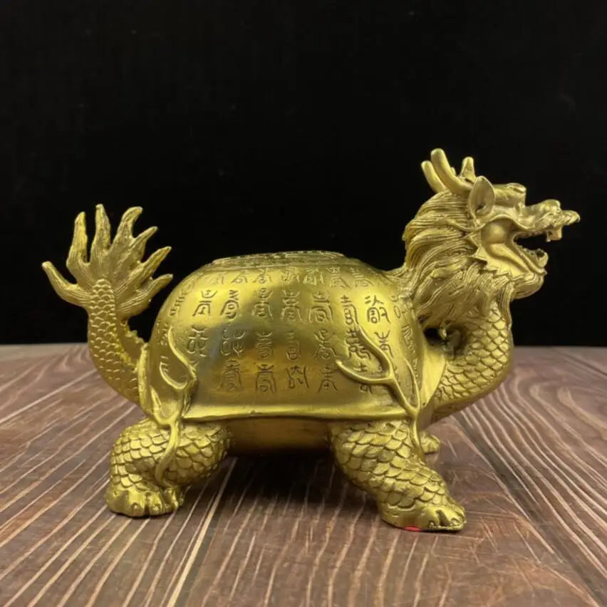 China brass longevity dragon turtle crafts statue