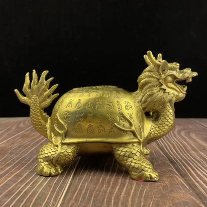 China brass longevity dragon turtle crafts statue