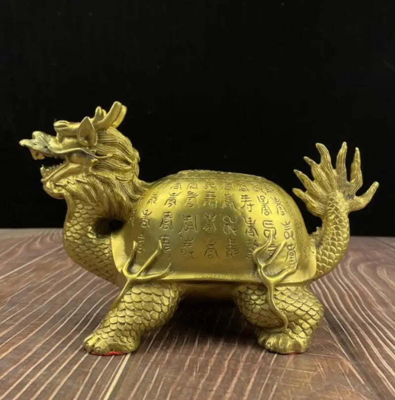 China brass longevity dragon turtle crafts statue
