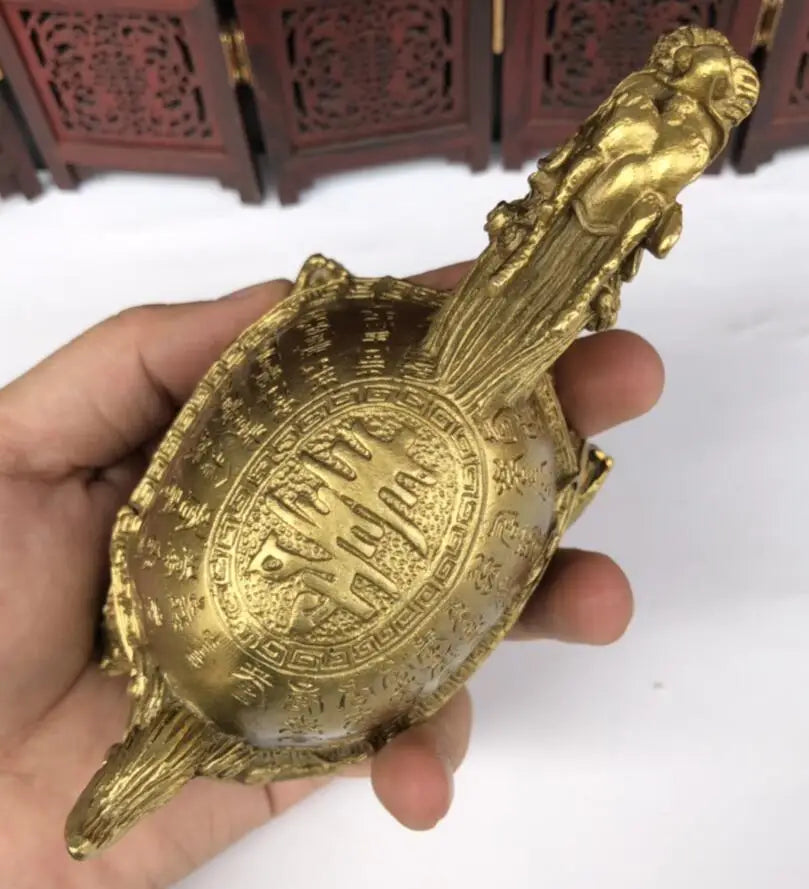China brass longevity dragon turtle crafts statue