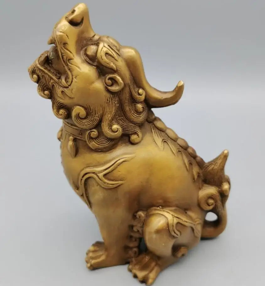 China brass look up Kirin auspicious crafts statue