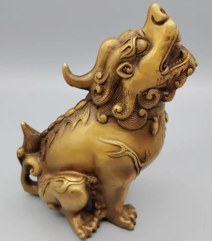 China brass look up Kirin auspicious crafts statue