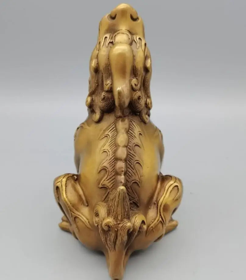 China brass look up Kirin auspicious crafts statue