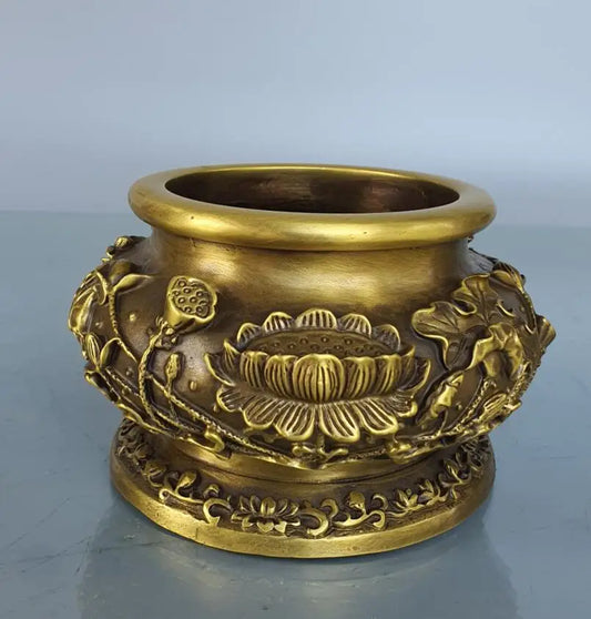 China brass lotus Buddha Incense burner crafts statue