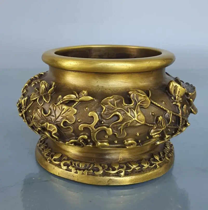 China brass lotus Buddha Incense burner crafts statue