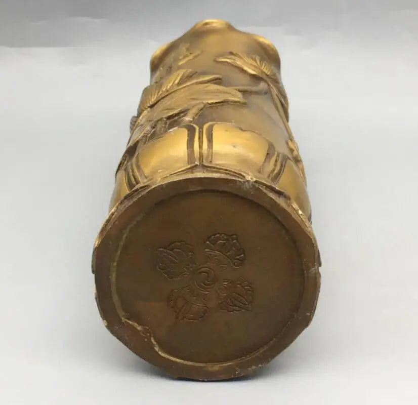 China brass lotus Buddha word insert incense cylinder crafts statue