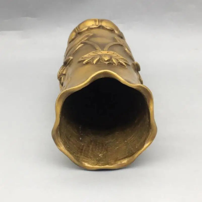 China brass lotus Buddha word insert incense cylinder crafts statue