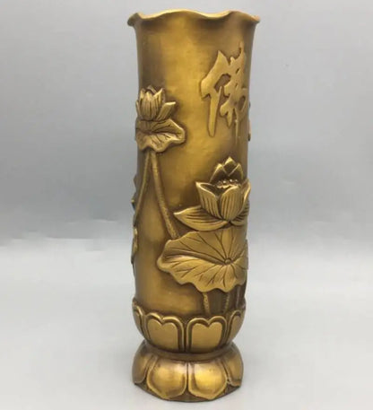 China brass lotus Buddha word insert incense cylinder crafts statue