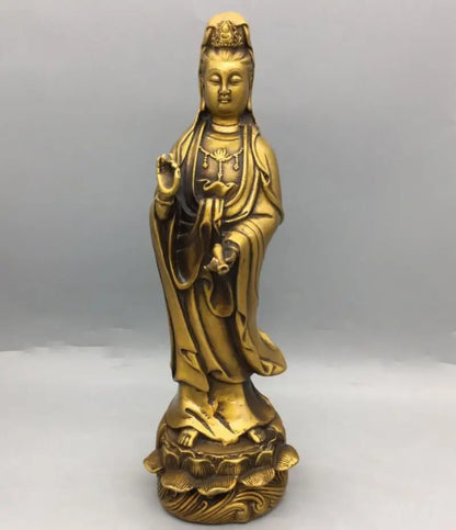 China brass lotus Goddess of mercy Buddha crafts statue