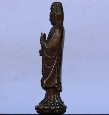 China brass lotus Goddess of mercy Buddha crafts statue
