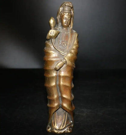 China brass lotus Goddess of mercy Buddha crafts statue