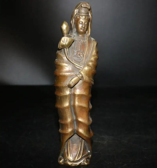 China brass lotus Goddess of mercy Buddha crafts statue