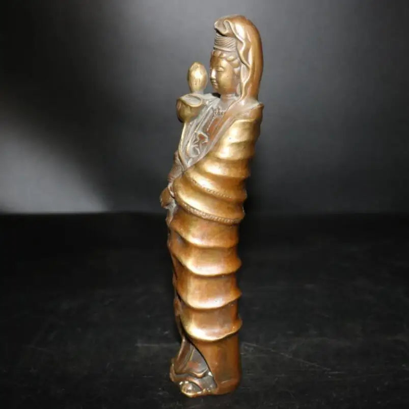 China brass lotus Goddess of mercy Buddha crafts statue