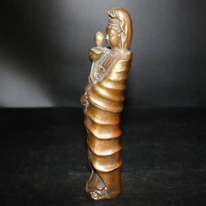 China brass lotus Goddess of mercy Buddha crafts statue