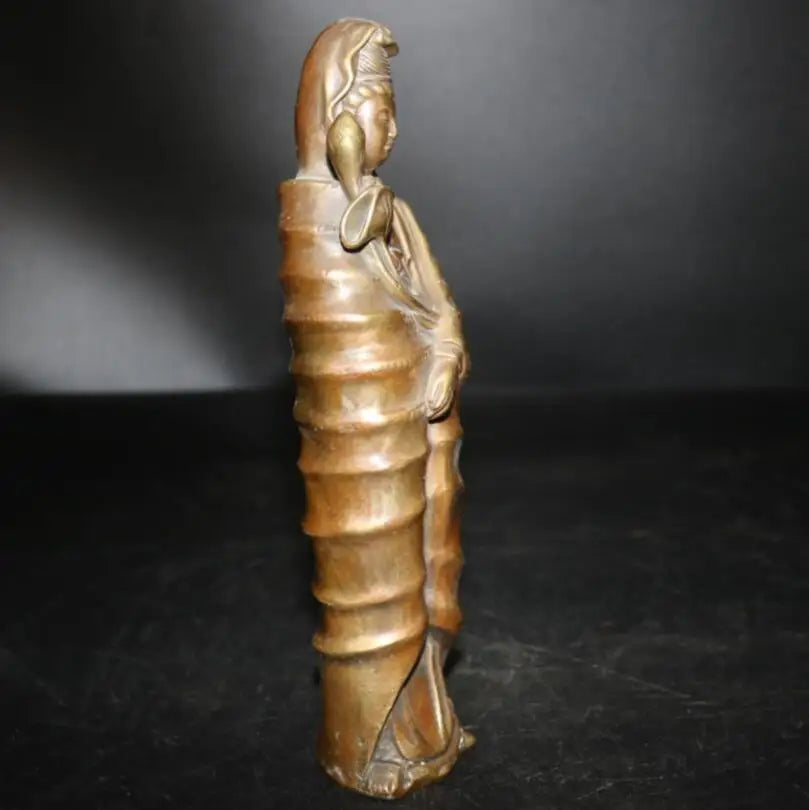 China brass lotus Goddess of mercy Buddha crafts statue