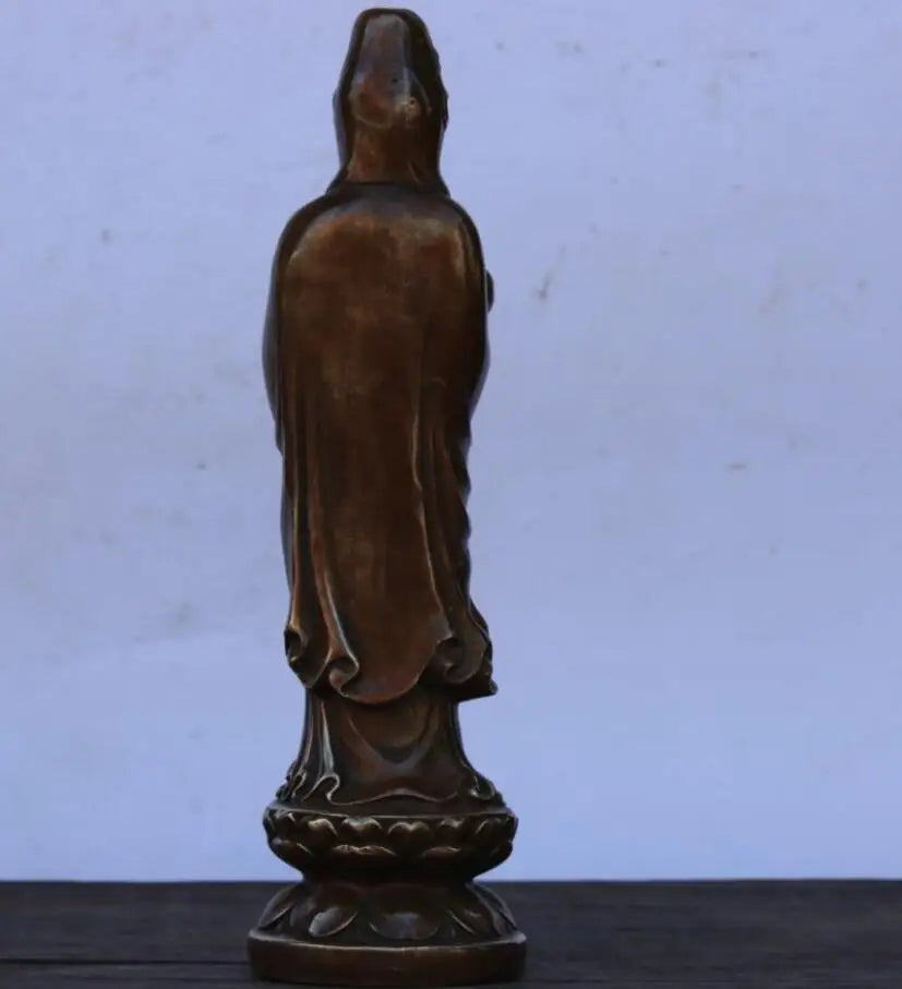 China brass lotus Goddess of mercy Buddha crafts statue