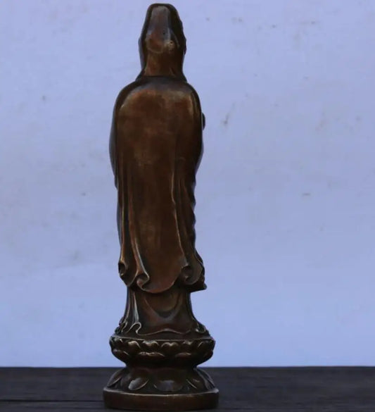 China brass lotus Goddess of mercy Buddha crafts statue