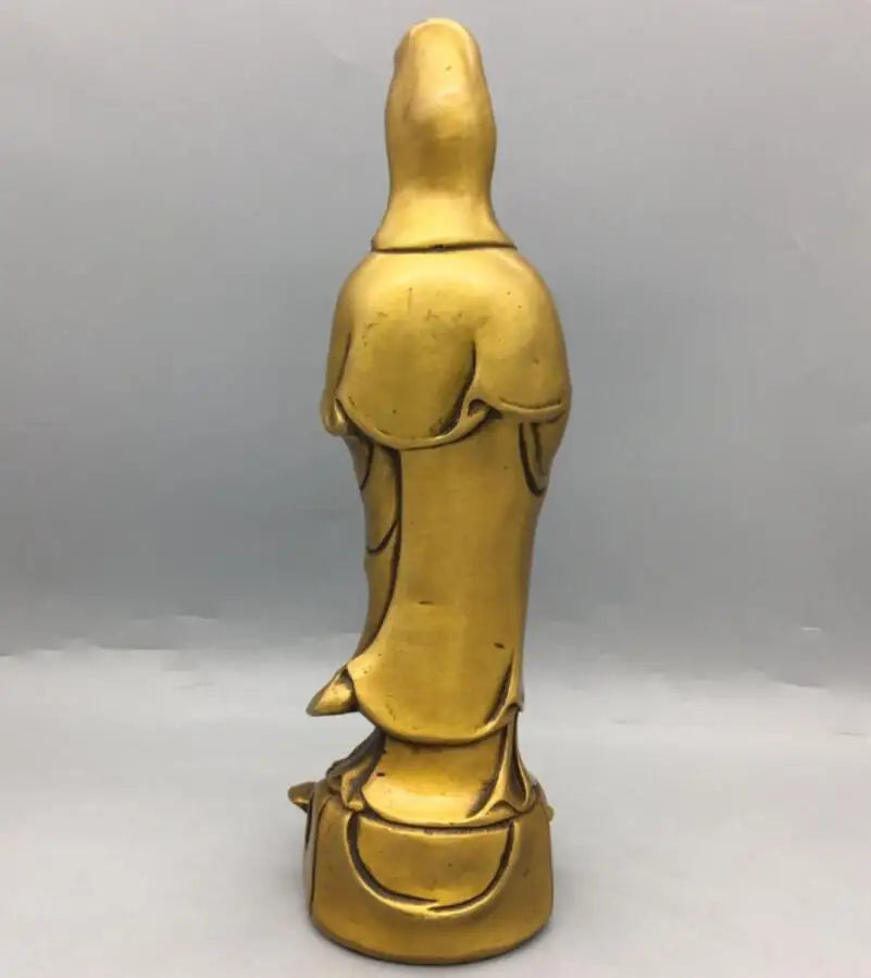 China brass lotus Goddess of mercy Buddha crafts statue