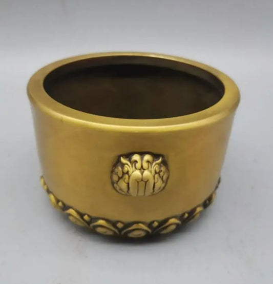 China brass lotus Incense burner crafts statue