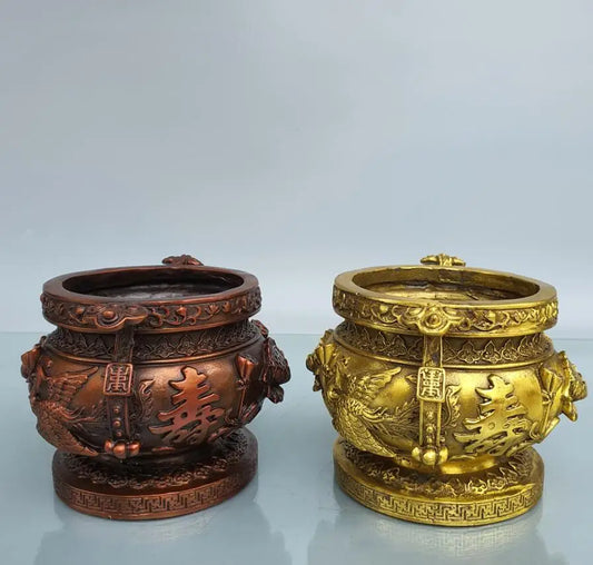China brass lotus Incense burner crafts statue