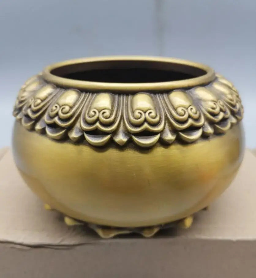 China brass lotus Jar shape incense burner crafts statue