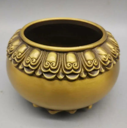 China brass lotus Jar shape incense burner crafts statue