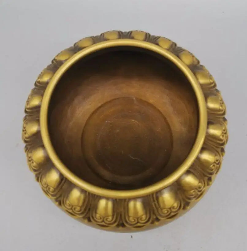 China brass lotus Jar shape incense burner crafts statue