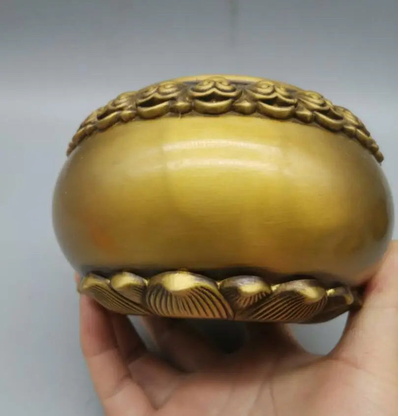 China brass lotus Jar shape incense burner crafts statue