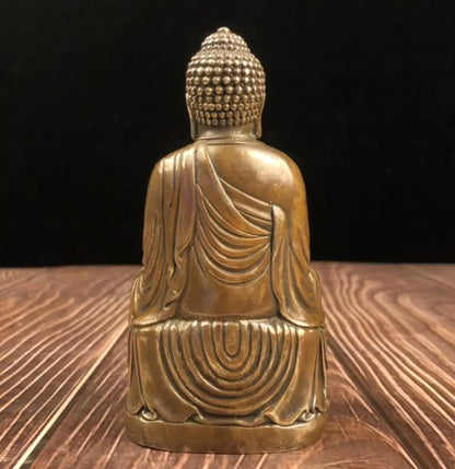 China brass lotus Sakyamuni Buddha crafts statue