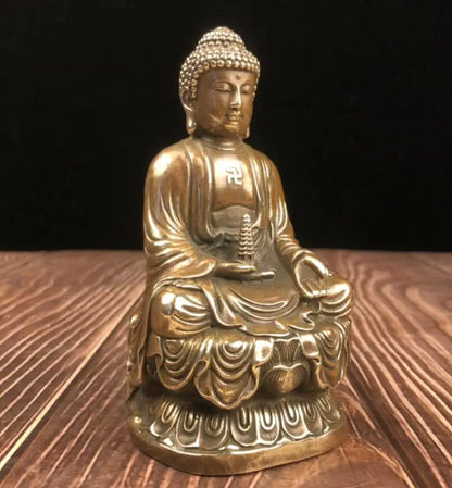 China brass lotus Sakyamuni Buddha crafts statue