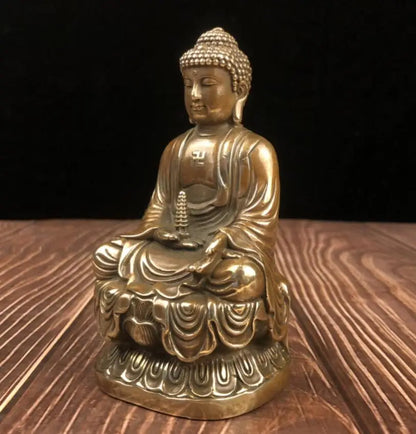China brass lotus Sakyamuni Buddha crafts statue