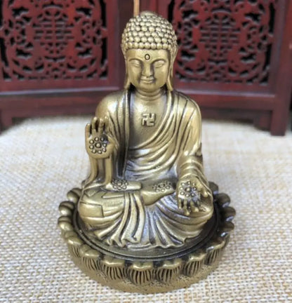 China brass lotus Tathagata Buddha small crafts statue