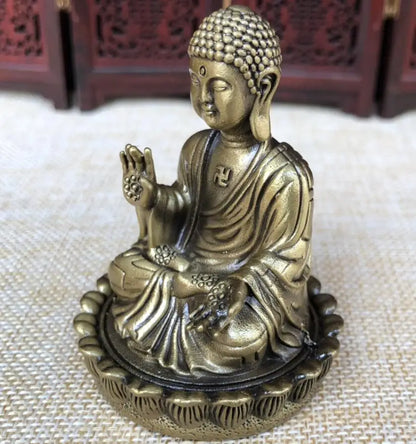 China brass lotus Tathagata Buddha small crafts statue