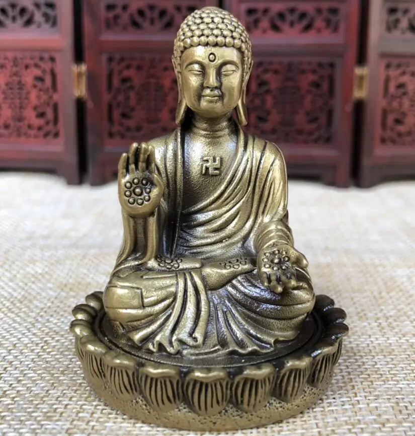 China brass lotus Tathagata Buddha small crafts statue