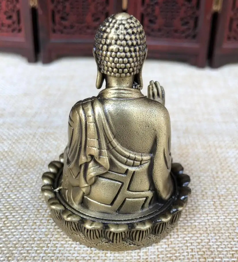 China brass lotus Tathagata Buddha small crafts statue