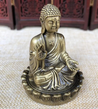 China brass lotus Tathagata Buddha small crafts statue