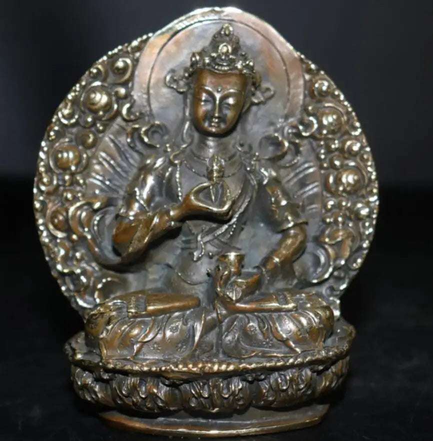 China brass lotus sit Buddha crafts statue