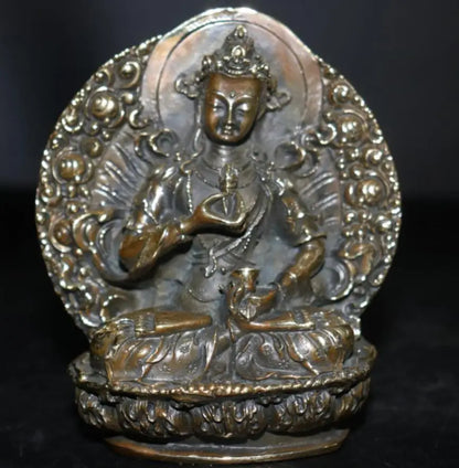 China brass lotus sit Buddha crafts statue