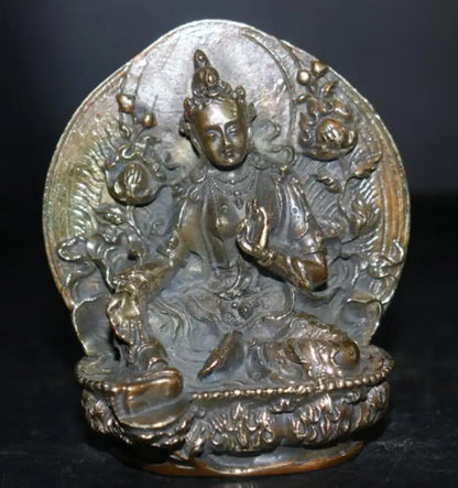 China brass lotus sit Buddha crafts statue