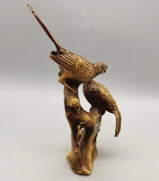 China brass magpie alighted on plum branch crafts statue