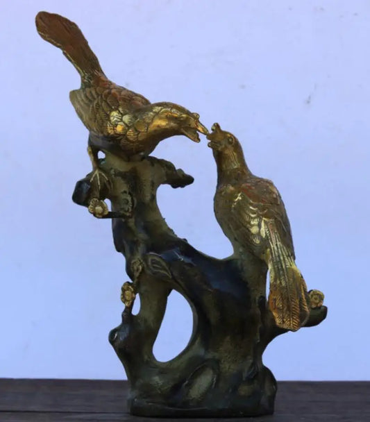 China brass magpies Double happiness rimmon crafts statue