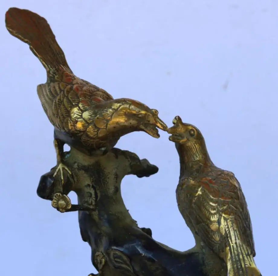 China brass magpies Double happiness rimmon crafts statue