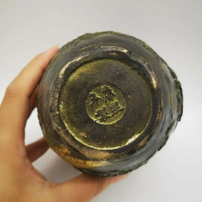 China brass magpies Plum blossom vase crafts statue