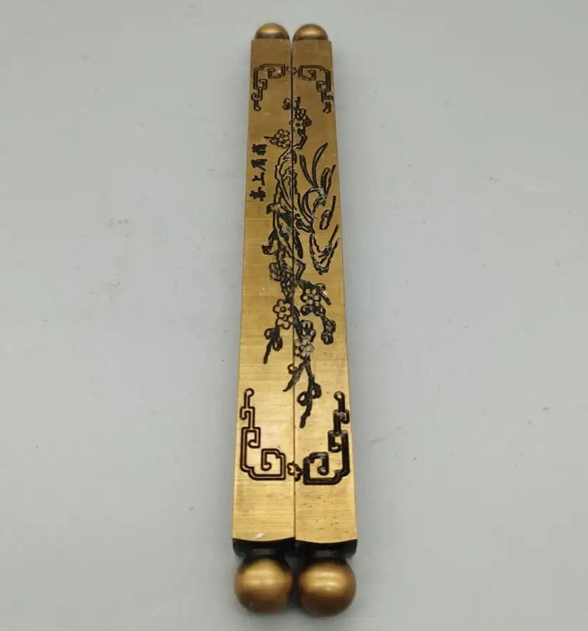 China brass magpies plum blossom paper weight crafts statue A pair