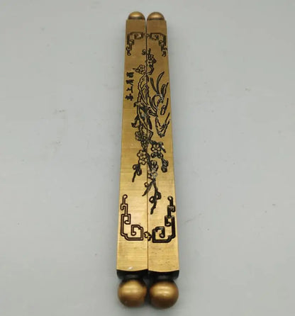 China brass magpies plum blossom paper weight crafts statue A pair