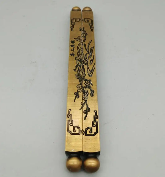 China brass magpies plum blossom paper weight crafts statue A pair