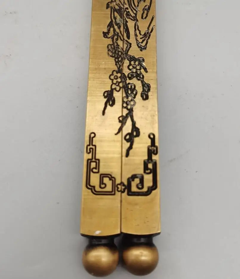 China brass magpies plum blossom paper weight crafts statue A pair