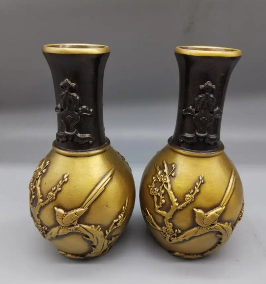 China brass magpies vase crafts statue A pair