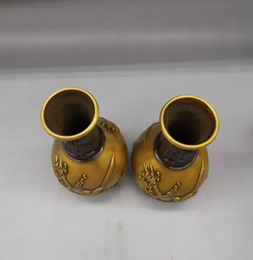 China brass magpies vase crafts statue A pair