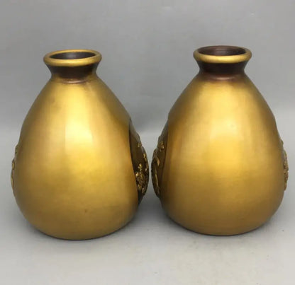 China brass magpies vase small crafts statue A pair